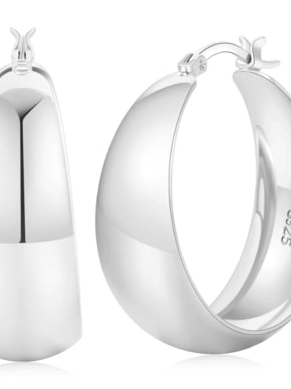 12mm Wide Thick Hoop Earrings 925 Sterling Silver Hypoallergenic 14K Real Gold